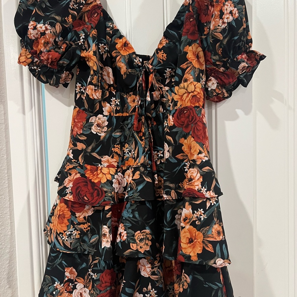 Buddy Love Floral Ruffle Dress with Puff Sleeves